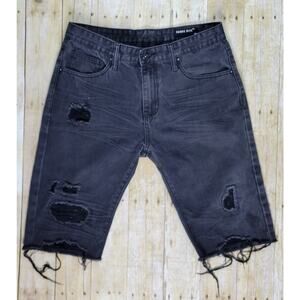 SMOKE RISE Distressed Black Denim Shorts Men's sz 36